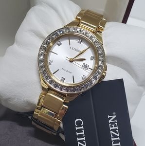 Citizen Eco-Drive Women's Crystal Accent Gold-Tone 31mm Watch FE1192-58A